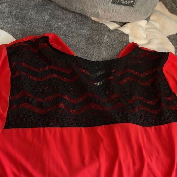 NWT torrid sz5(5xl) shirted surplus lace back red shirt/top/blouse 3/4 sleeve - Picture 6 of 6